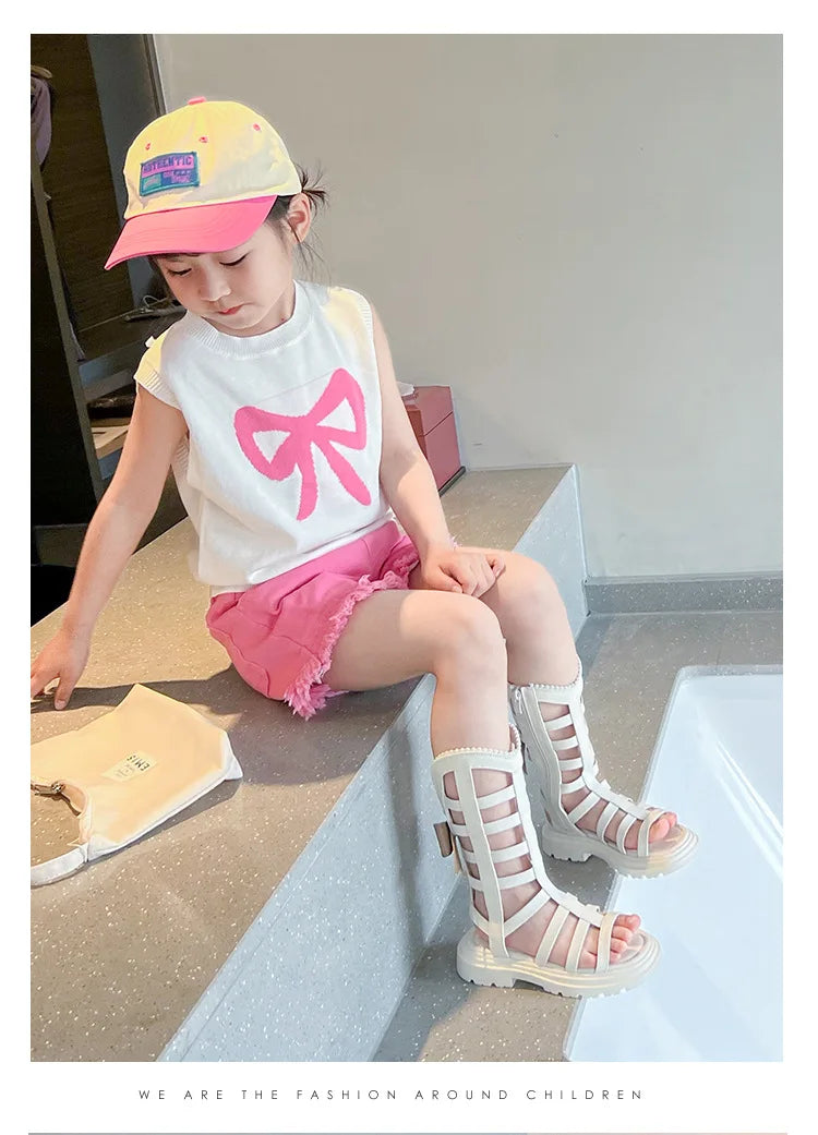 Children Sandals High-top Kids Girls Sandals Baby Sandals High Quality Flat Cut-Outs Beach Sandals