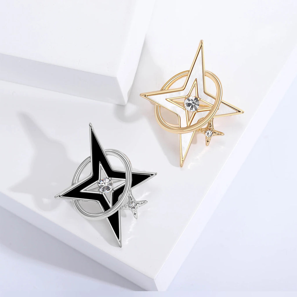 Luxury Rhinestones Cross Starlights Brooches for Women Unisex Couple High-ends Pins Banquets Party Gifts Jewelry Accessories
