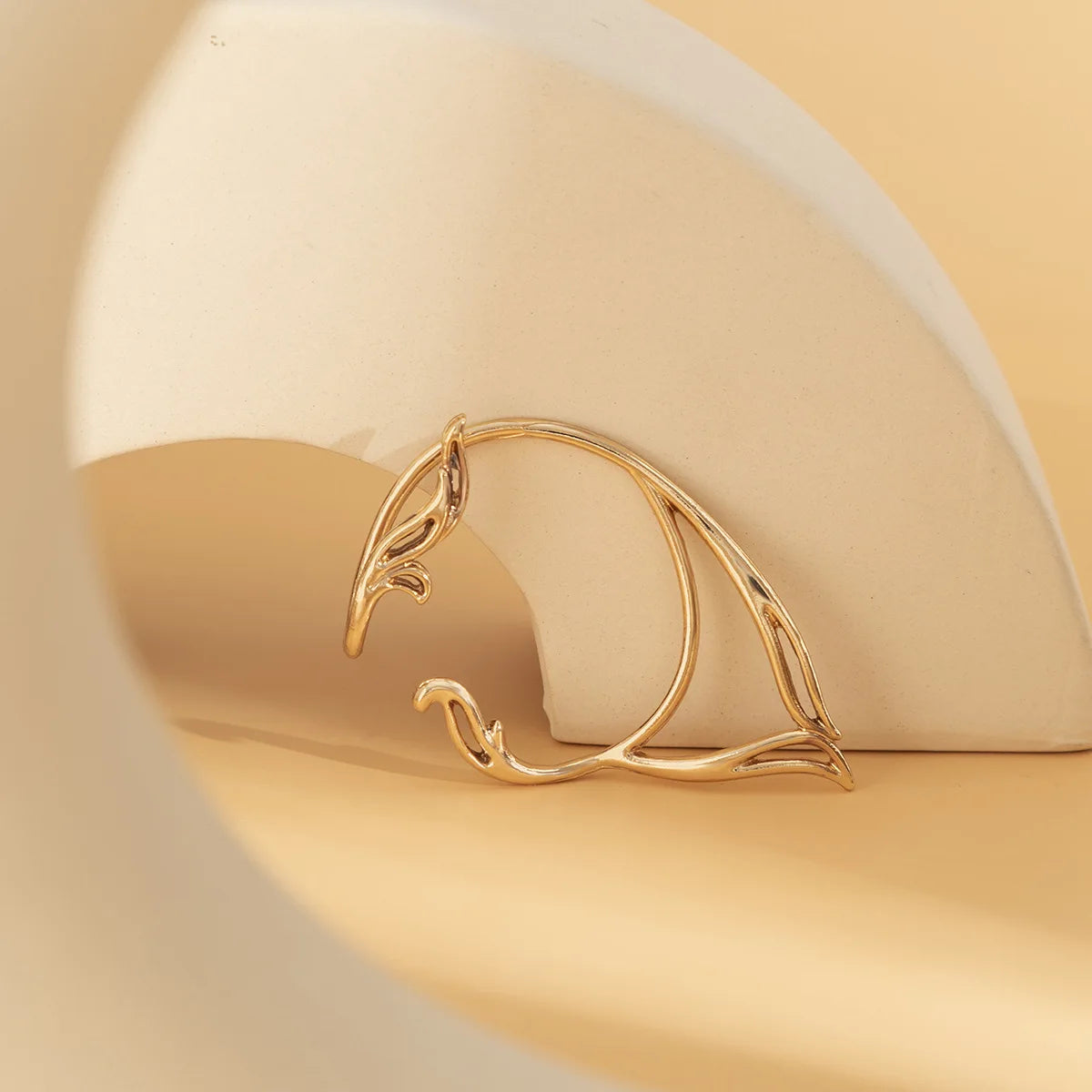 Fairy Ear Cuff Earring for Women Simple Hollow Cat Ears Outline Elf Ear Clip Creative Single No Piercing Earrings Party
