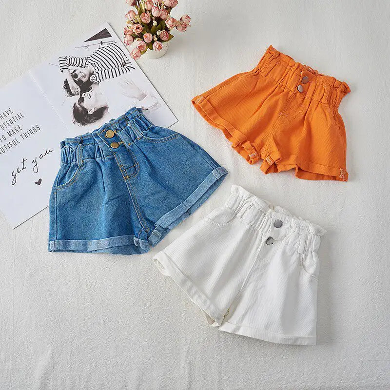Korean Style Kids Girls Jeans Shorts1-7Y Children Short Girls Summer Clothing Cotton Soft Fashion Denim Shorts Clothes Baby Girl