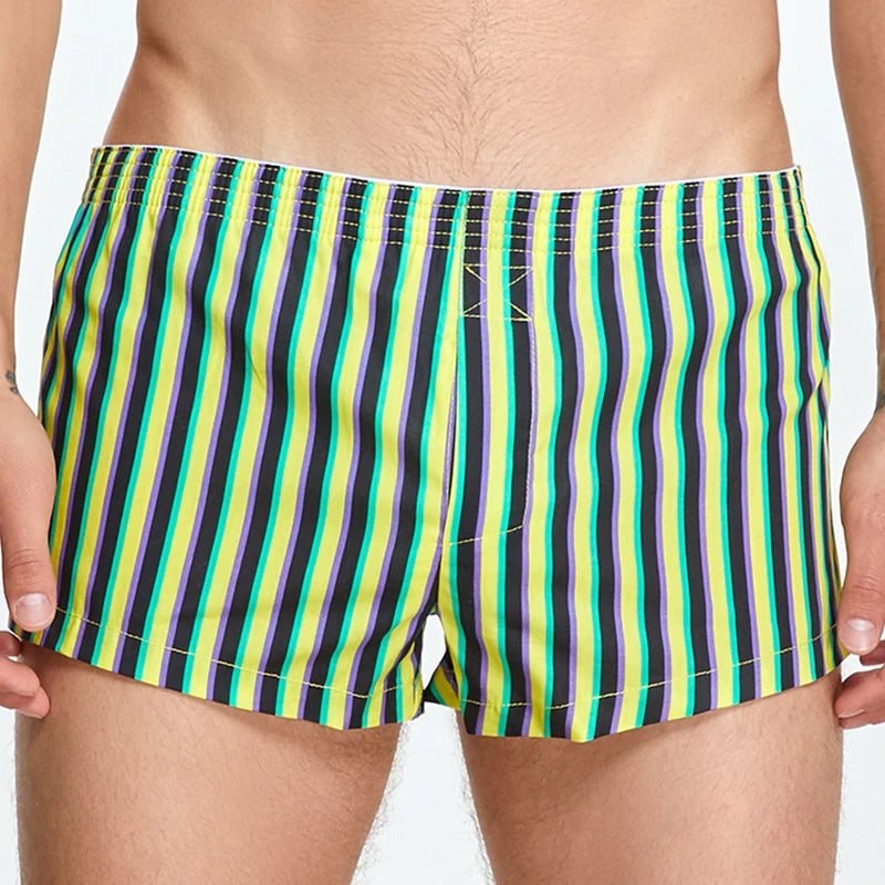 M-2XL Mens Cotton Underwear Boxer Shorts Casual Plaid Elastic Waistband Button Mens Boxer Underwear Comfortable Shorts for Home