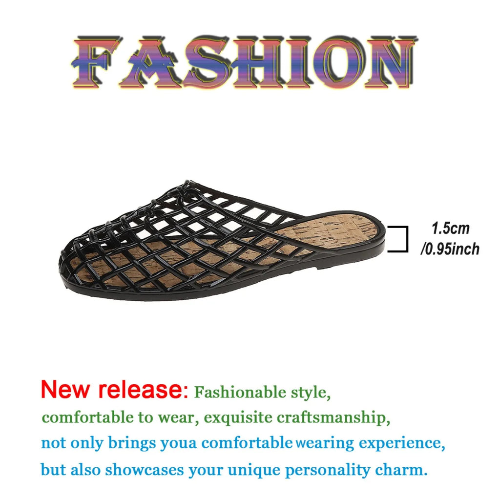 Women's Shoes 2025 Summer New Mesh Woven Hollowed-out Breathable Head Slippers for Women's Toe Wedge Sandals Zapatos De Mujer