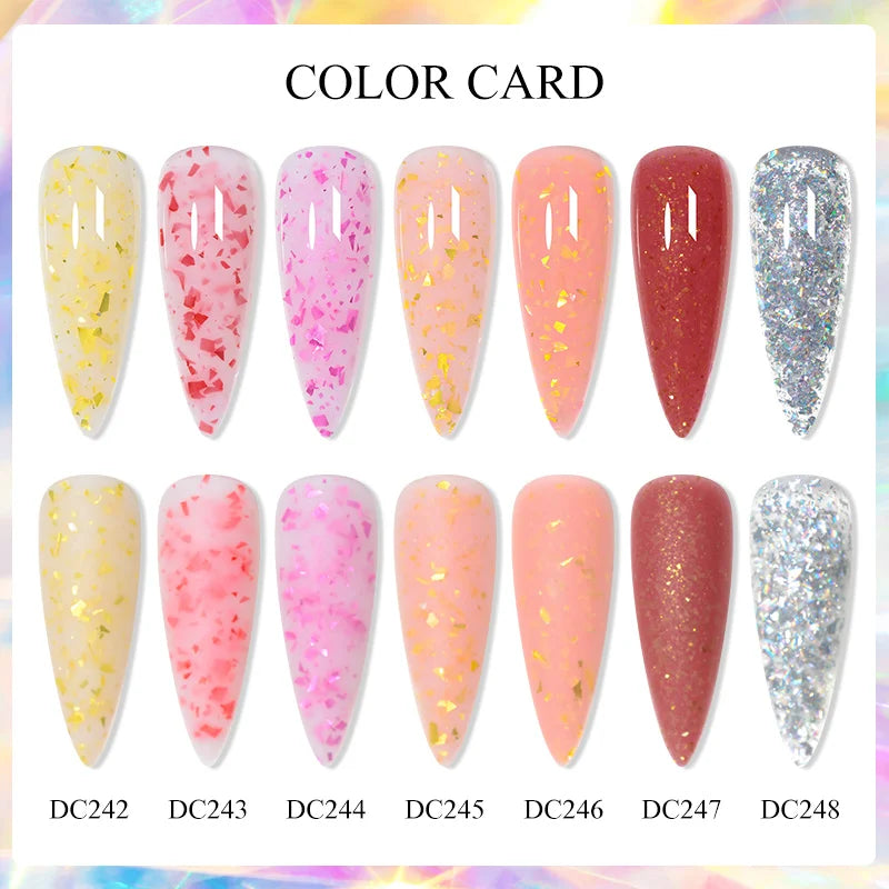 Mtssii 7ML Pink Glitter Quick Extension Gel Nagellack Rosa Goldfolien-Effekt Vernis Semi Permanent UV Gel Nagellack Hard Gel