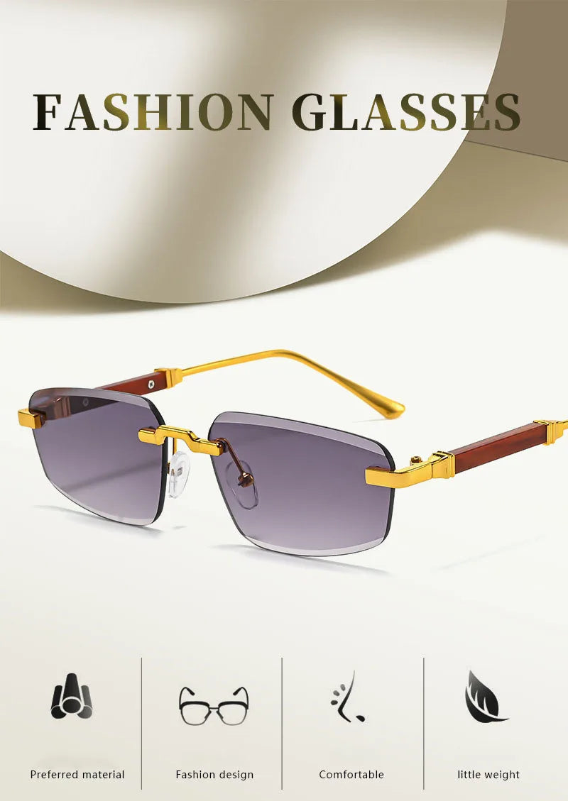 Designer Luxury Sunglasses Vacation Trending Sunglasses Women Rimless Glasses Vintage Lentes Dropshipping Oculos Gafas Lunette