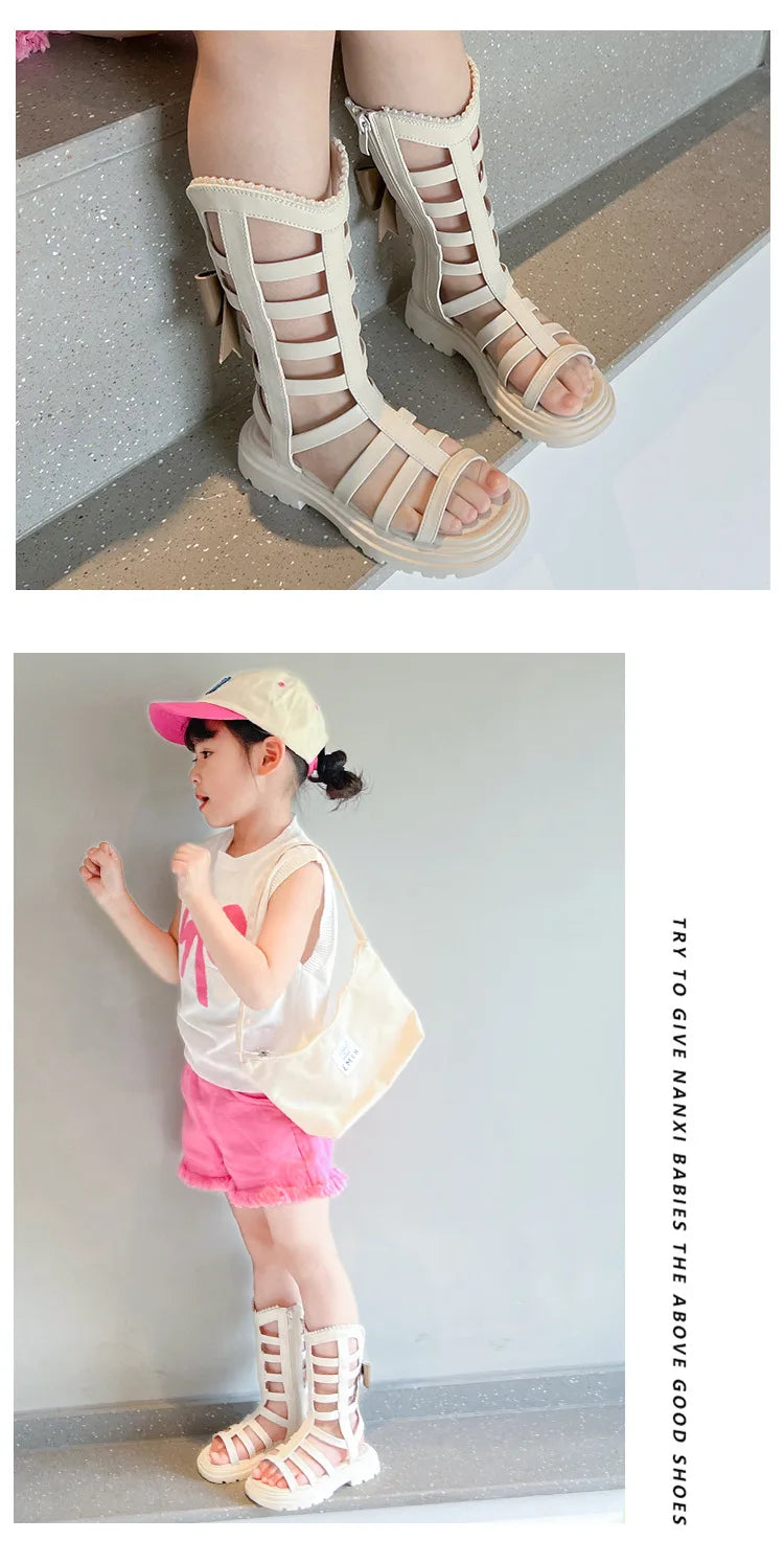 Children Sandals High-top Kids Girls Sandals Baby Sandals High Quality Flat Cut-Outs Beach Sandals