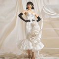 Couture Off  White Delicate 3D Flower Mermaid Formal Party Dresses With Bright Line Details Sweetheart Lace Up Women Maxi Dress