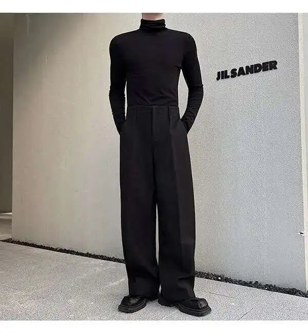 IEFB Men's Suit Pants Solid Color Niche Design Korean Style Casual Straight Elastic Waist Versatile Trousers 2023 New 9C2269
