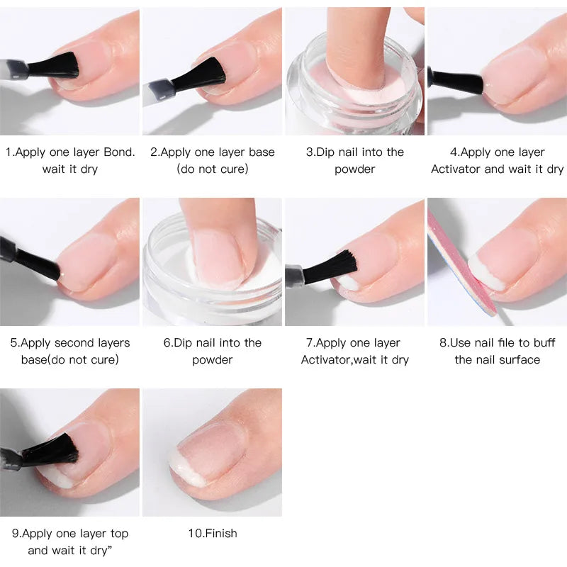 1/5PCS 7ml Dipping Nail Powder System Liquid Kit Set with Base,Activator,Top,Brush Saver Clear Nail Art Manicure Gel Polish