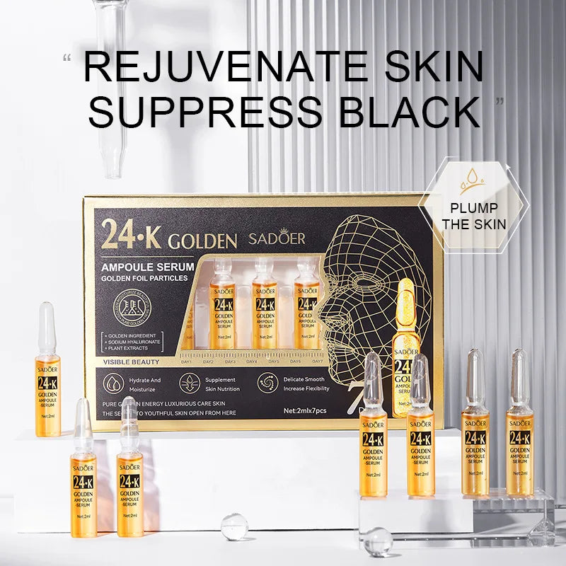 7pcs/Kit SADOER Ampoule Vitamin C 24K Gold Hyaluronic Acid Serum Anti Wrinkle Moisturizing Whitenting Hydrating Facial Essence