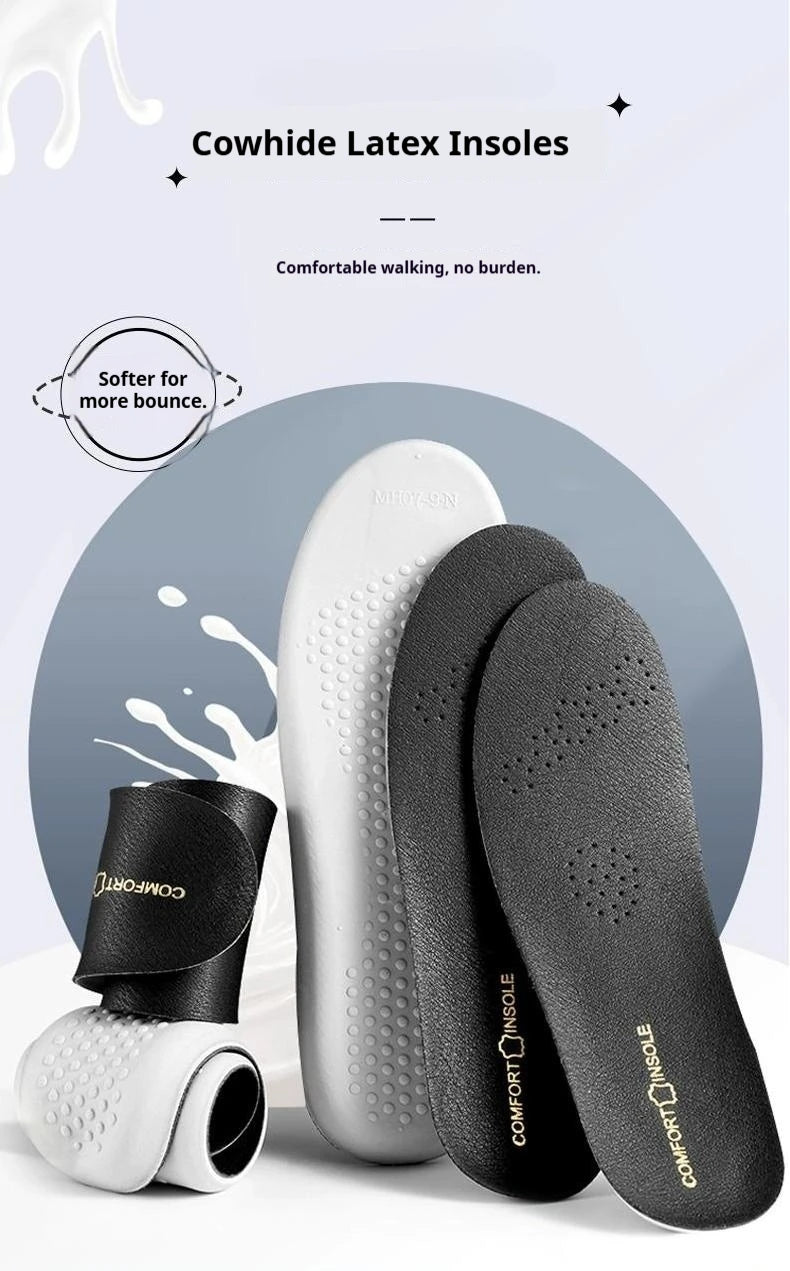 Leather latex insole men's shock-absorbing sports insoles breathable and comfortable anti-odor Shoe Pads 1Pair/2Pair