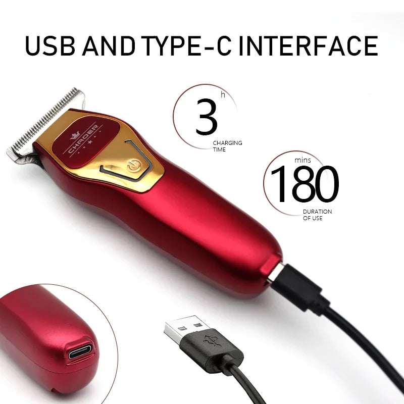 CHAOER A97 Men's Hair Clipper USB Rechargeable Cordless Mini Trimmer for 0mm Shaved Head Professional Hair Cutting Machine