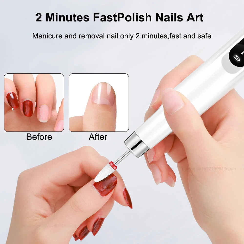 Electric Nail Drill Machine Portable Mini Gel Nails Polishing Removal Tool Rechargeable Nail Drillsfor Home Manicure Salon Use