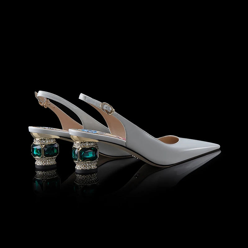 【JOCHEBED HU】2025 Newest Spring Summer Shoes Woman Sexy Brand Genuine Leather Shallow Pumps Pointed-Toes Strange Style  33-46