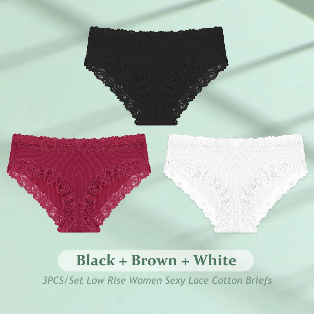 3PCS/Set  Women Cotton Seamless Panties Sexy Low Waist Sretch Solid Color Briefs Female Breahtable Underwear Ribbed Lingerie
