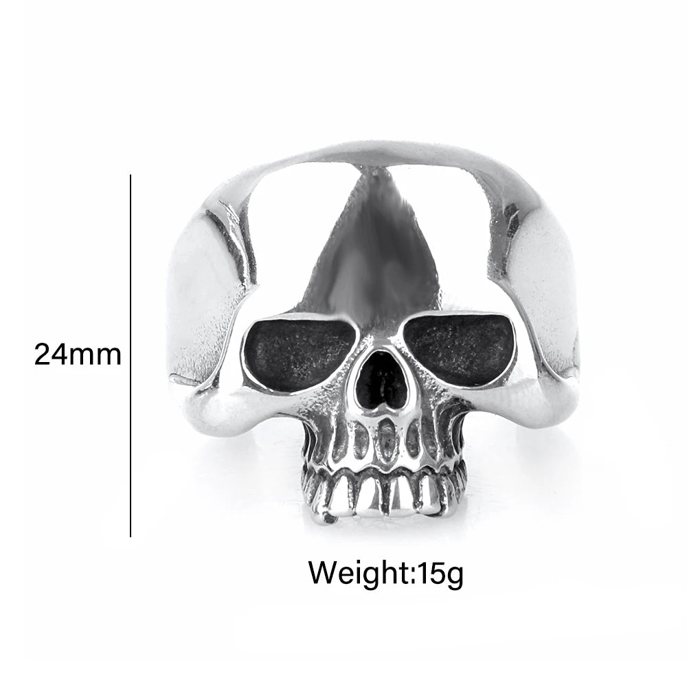 Punk High Polish Stainless Steel Pirate Skull Ring For Men Women Gothic Vintage Skull Rings Fashion Jewelry Gift Dropshipping
