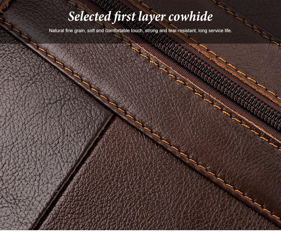 HUMERPAUL Men's Briefcase Bag Top Layer Leather Handcrafted Laptop Bag with Multiple Compartments Business Shoulder Messenger