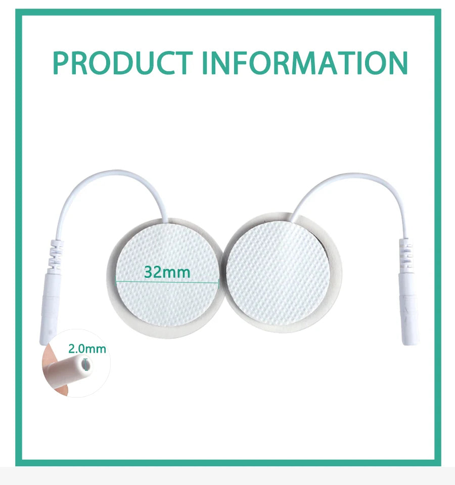 10/20Pcs Electrode Pads 2mm Plug Self Adhesive Replacement for Tens Acupuncture Electrode Pads Square Muscle Stimulator Slimming