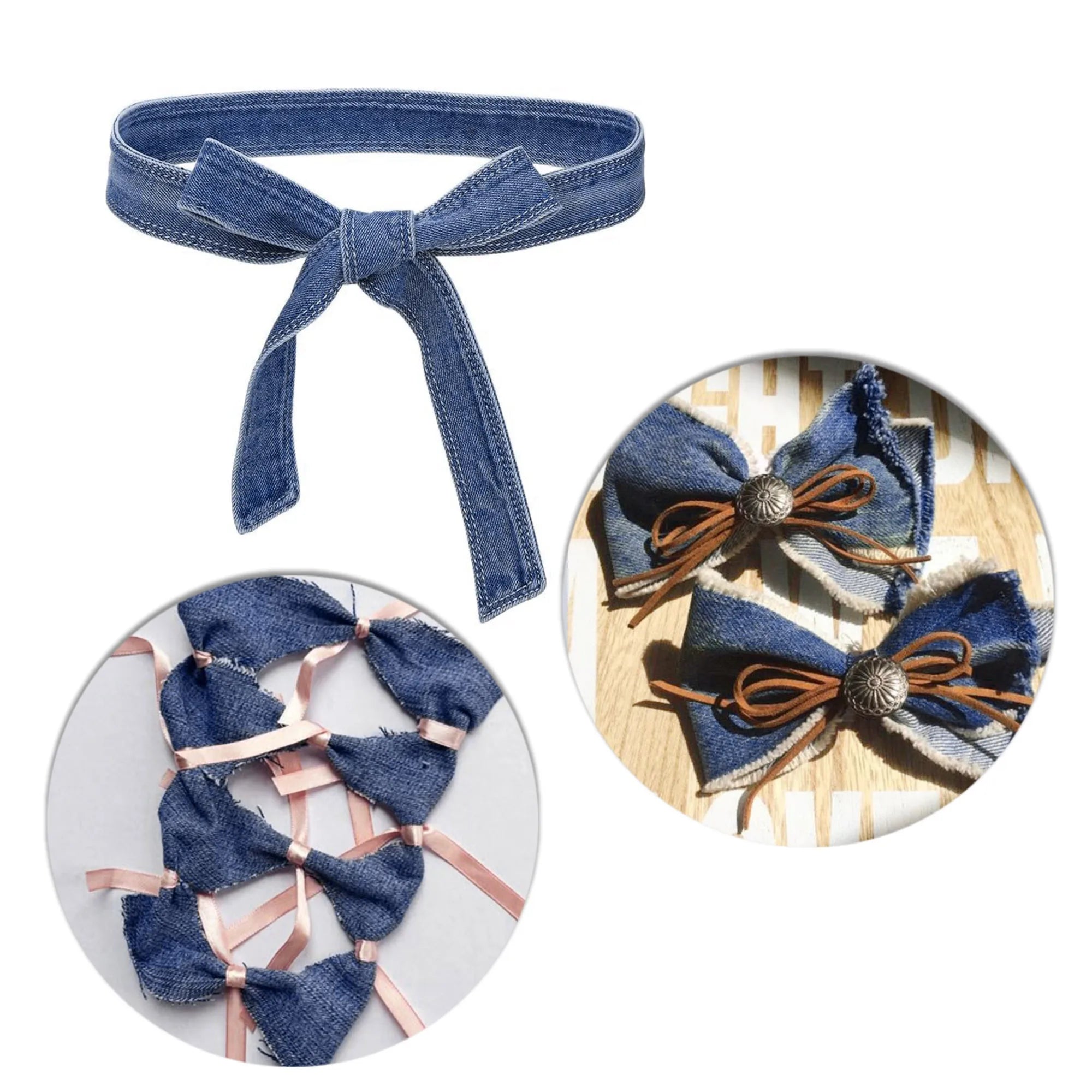 5yards Double Sided Blue Denim Ribbon for Sewing DIY Crafts Clothing Hemming Hair Accessories Home Decor Doll Accessory