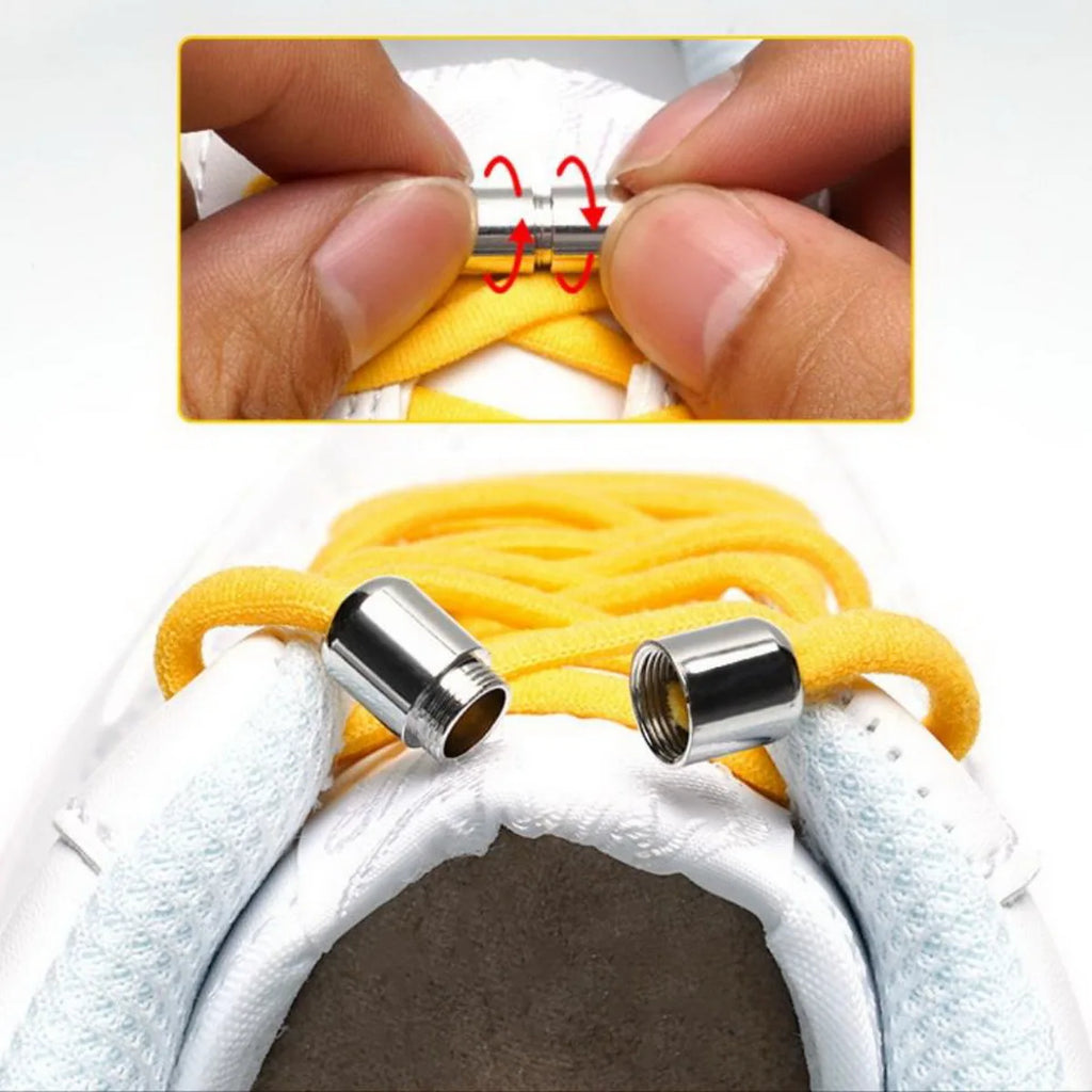 Schnürsenkel ohne Binden, elastisch, halbrund, „Lazy Laces“ mit Metallkapselverschluss für einfaches und sicheres Befestigen von Schuhen