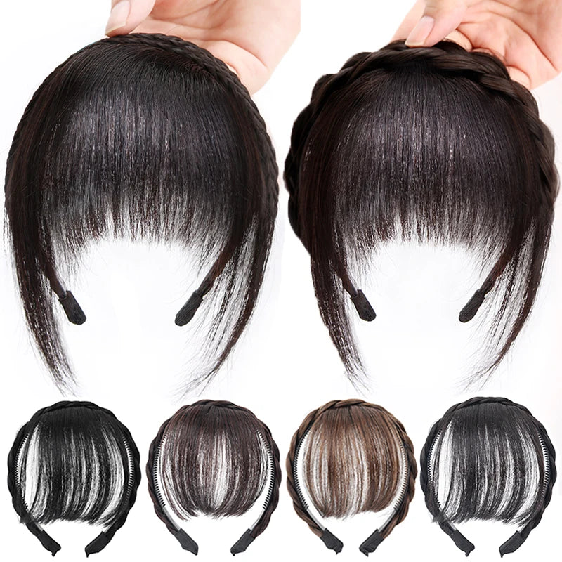 Women Girls Fake Hair Headband Fringe Wig Bangs Hairband Hair Extension Clips In Hair Extension Hair Accessories Hairpiece Clips