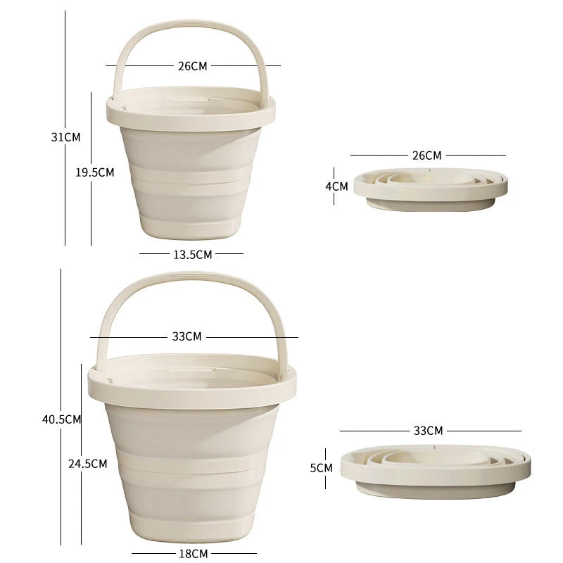 Folding Water Bucket, Large-capacity Household Multi-functional Thickened Hand-held Bucket, Outdoor Fishing Plastic Water Bucket
