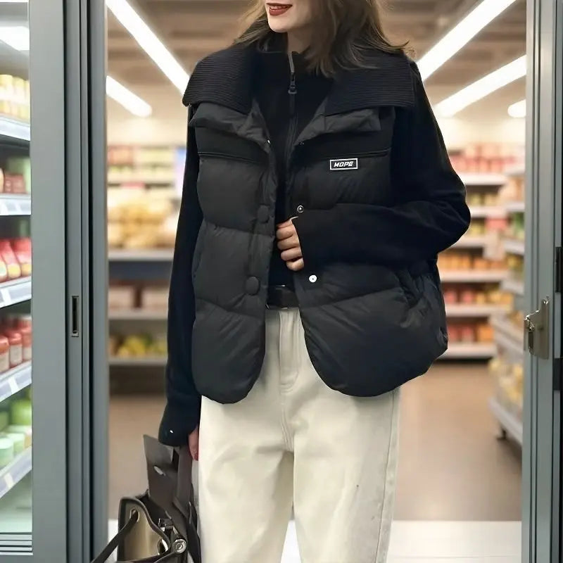 Women's Plus Size Down Cotton Coat Vest Cardigan Female 2025 Autumn Winter New Waistcoat Jacket Padded Sleeveless Overwear