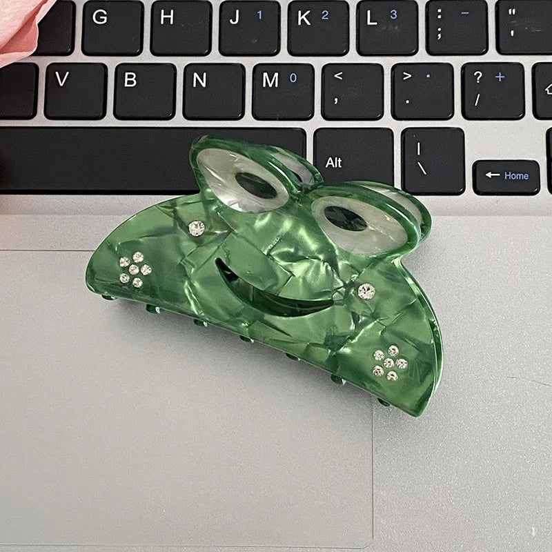 YHJ Big Eyed Frog Hair Claw Fun Frog Acetate Personality Design Hair Claw Clip Catch  Hair Accessories for Women Girls