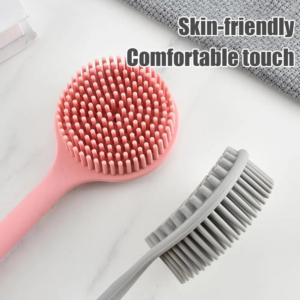 Long-handled Bath Brush Non-Slip Exfoliation Silicone Scrubber Double-Sided Scrub Body Cleaning Tool