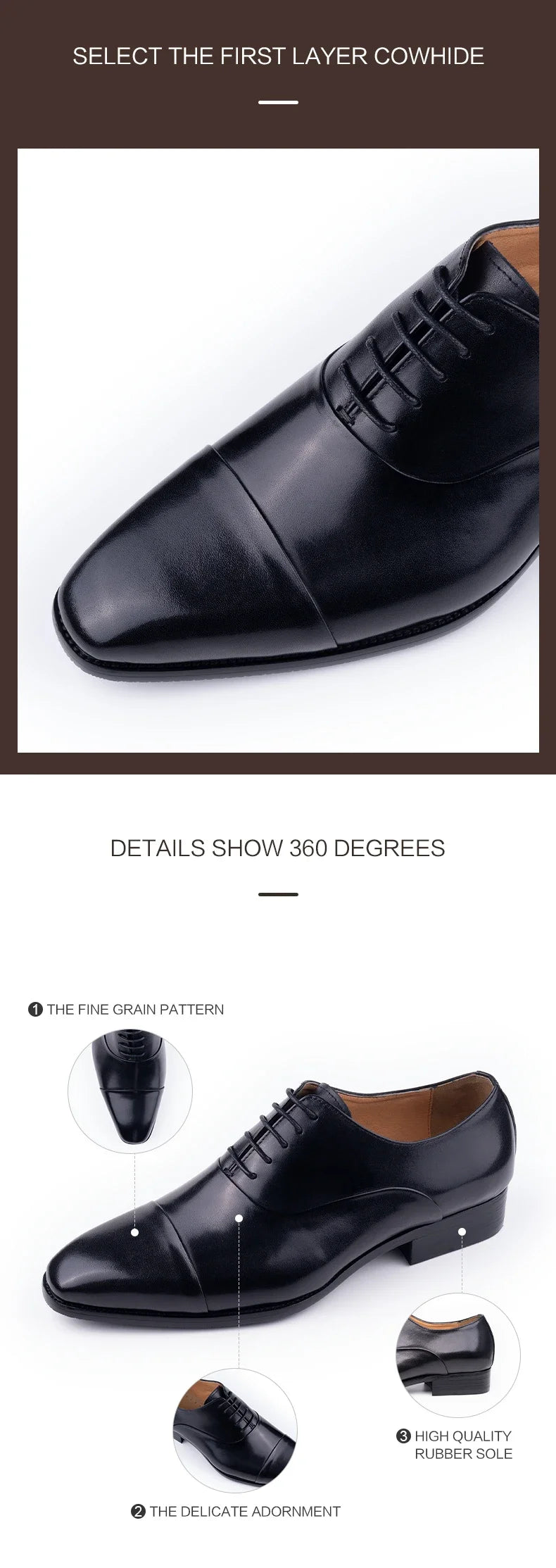 High Quality Handmade Mens Oxford Leather Shoes Inner Suture Genuine Leather Men Dress Shoes Business Formal Leather Shoes