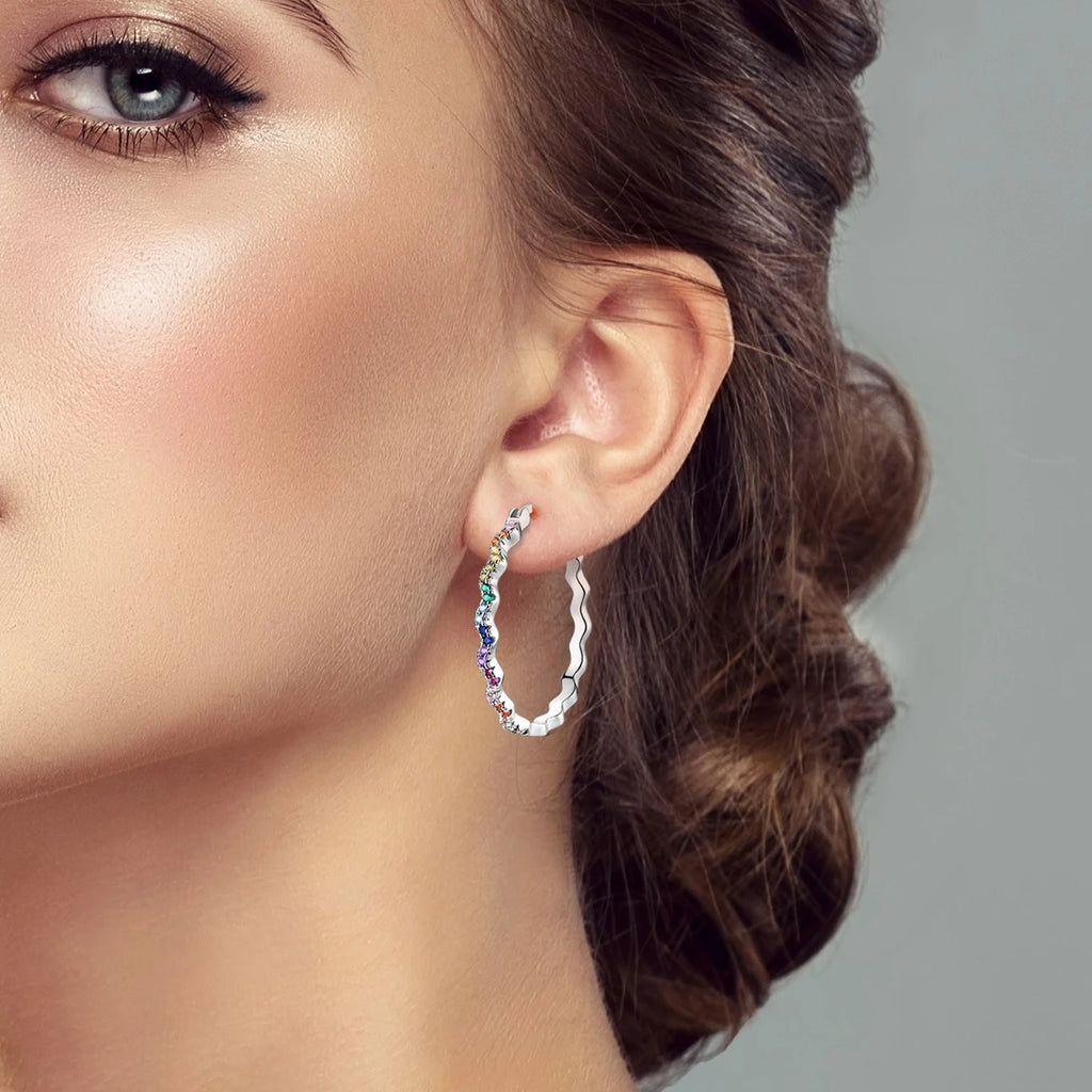 New 925 Silver Hoop Earrings For Woman Feather Firefly Pendientes Original Fashion Jewelry