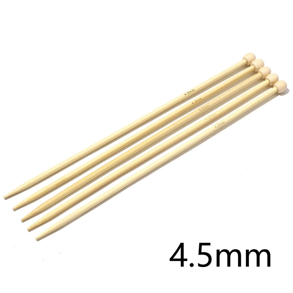 5pcs Bamboo Single Pointed Knitting Needles Women Natural Knitting Crochet Supplies for Beginners Handmade 25cm(9 7/8") long