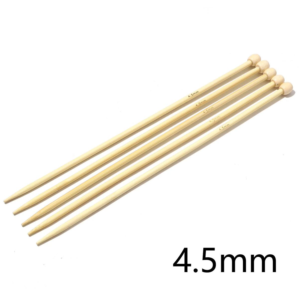 5pcs Bamboo Single Pointed Knitting Needles Women Natural Knitting Crochet Supplies for Beginners Handmade 25cm(9 7/8") long