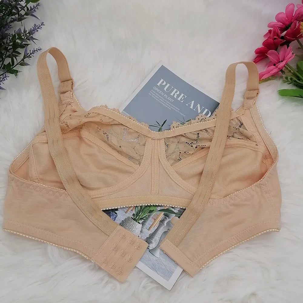 Solid Bra Unlined Comfortable Cotton Bras for Women Push Up Minimizer Wireless Plus Size Underwear Plunge Soft Sexy Lingerie C31