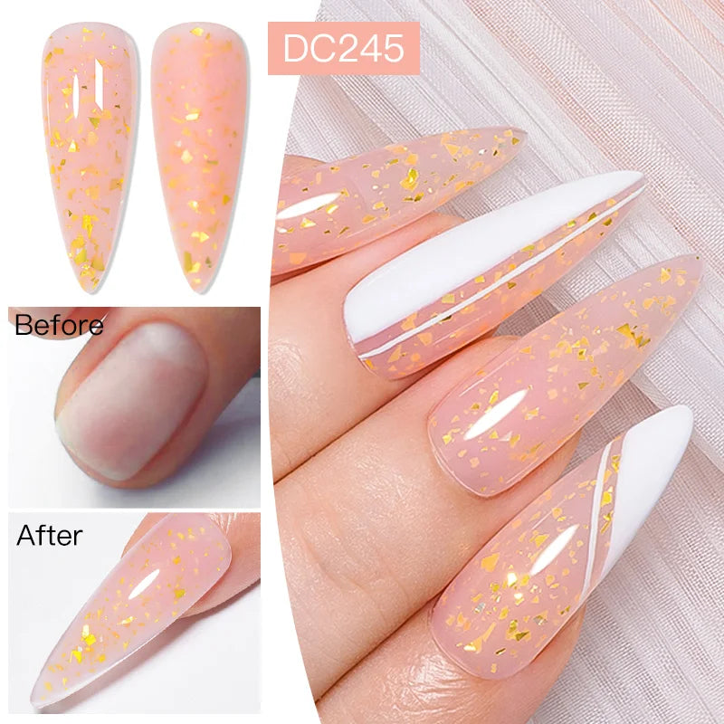 Mtssii 7ML Pink Glitter Quick Extension Gel Nagellack Rosa Goldfolien-Effekt Vernis Semi Permanent UV Gel Nagellack Hard Gel