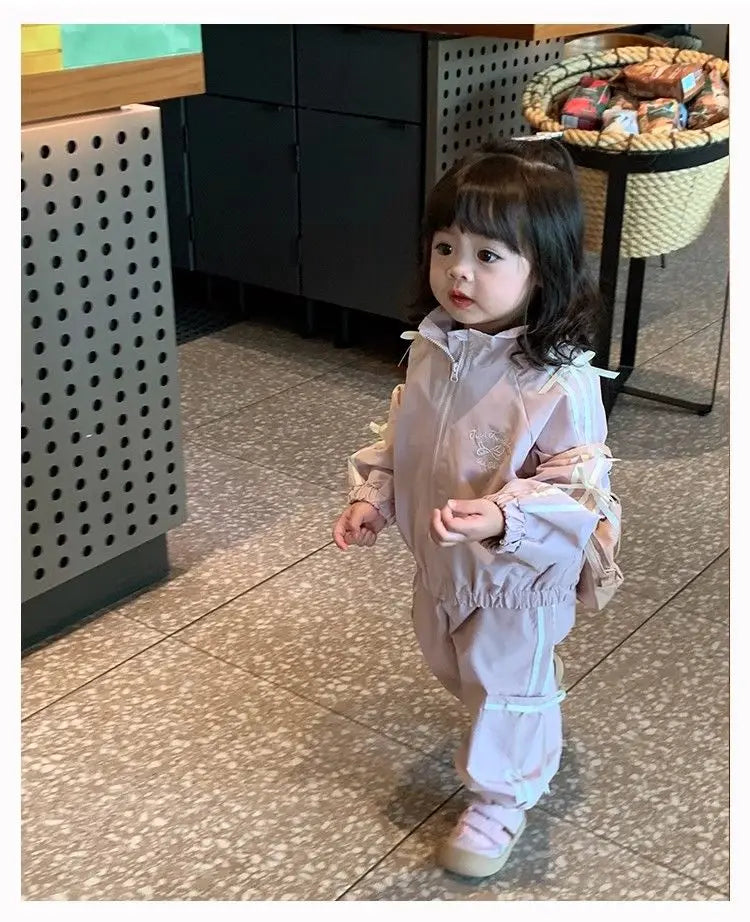 Korean-Style Girls' 2-Piece Set - Bow Detail Jacket + Casual Pants | Spring Toddler Outfit (Ages 3-8) Toddler Girl Clothes