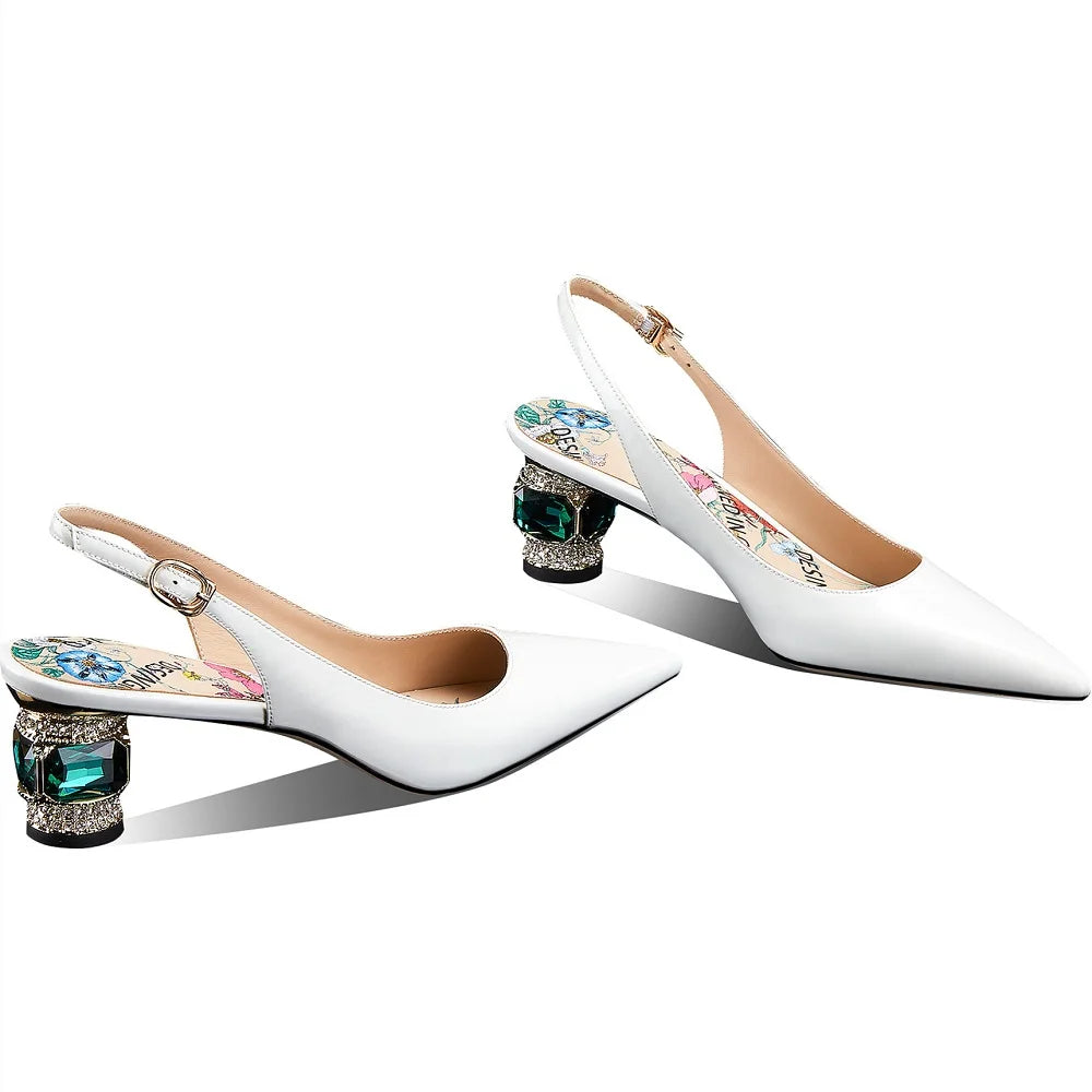 【JOCHEBED HU】2025 Newest Spring Summer Shoes Woman Sexy Brand Genuine Leather Shallow Pumps Pointed-Toes Strange Style  33-46