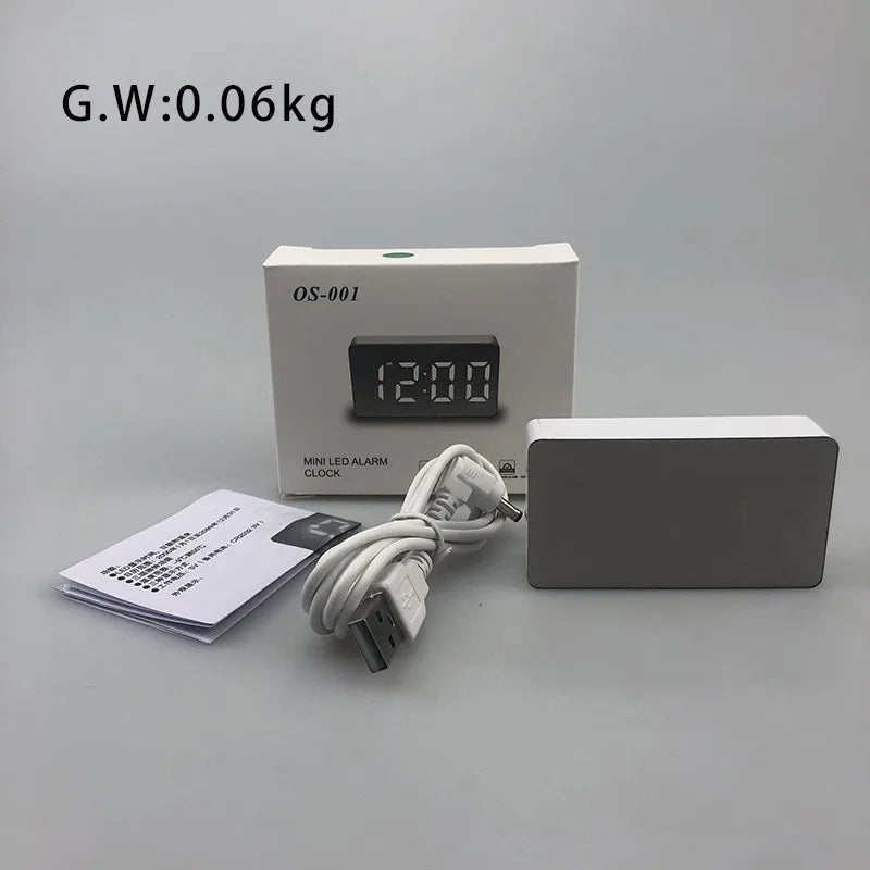 Multifunctional Table Clock Digital Alarm Snooze Mirror Display Time Night LED Light Desk Desktop Home Decor Gifts for Friends