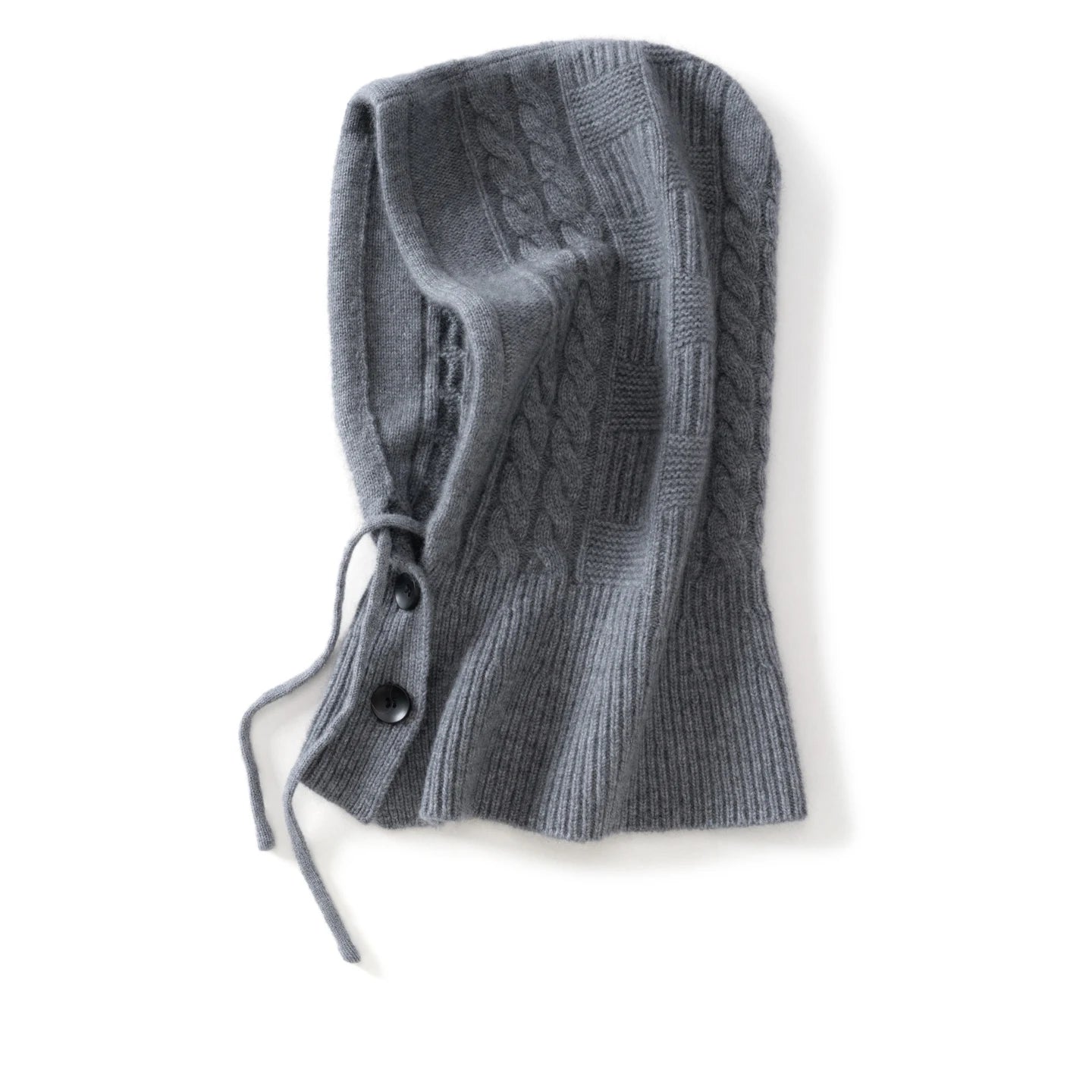 Pasamontañas de cachemira 100 % de calidad para mujer, bufanda cálida tipo anillo, gorro, a prueba de viento, con capucha, cuello con botones, gorro de punto