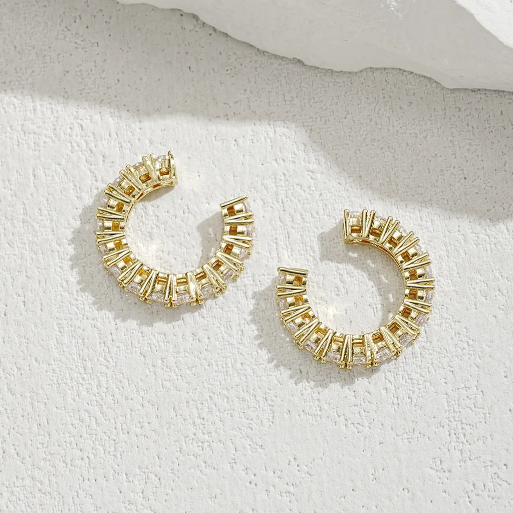 2Pcs Full Rhinestone Zircon Ear Cuff Ear Clip for Women No Pierced C Shape Earcuff Ear Wrap Earcuff Clips Jewelry Gifts