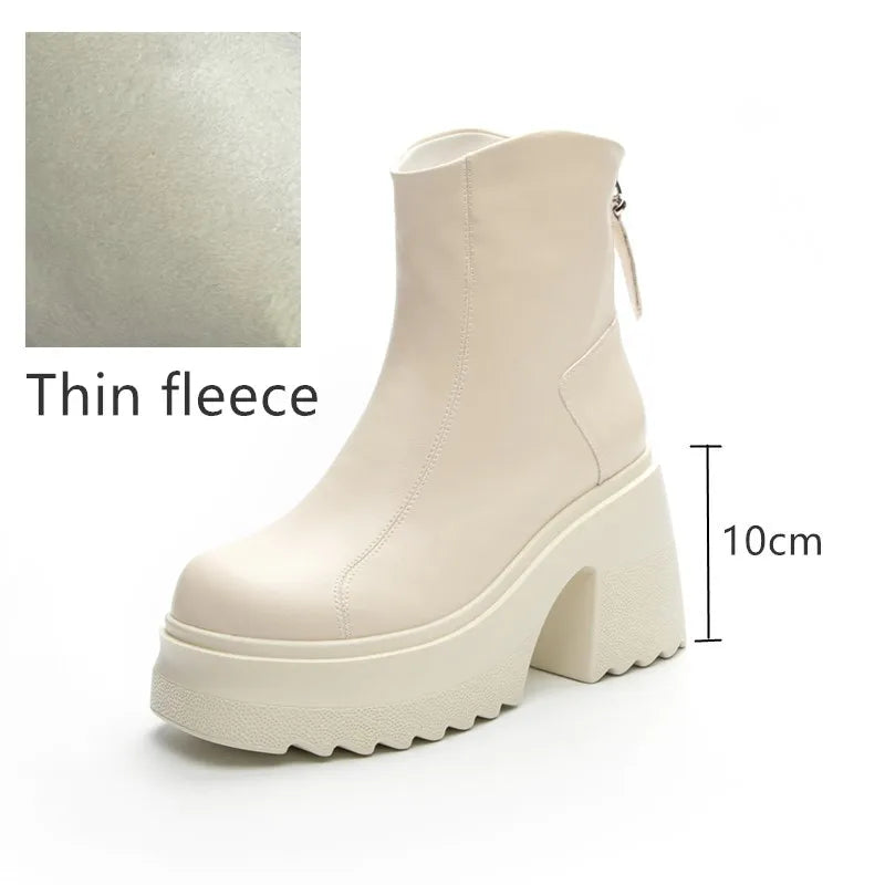 AIYUQI Women High Heel Boots Genuine Leather 2026 New 10cm Heel High Women's Booties Platform British Style Fashion Boots Women