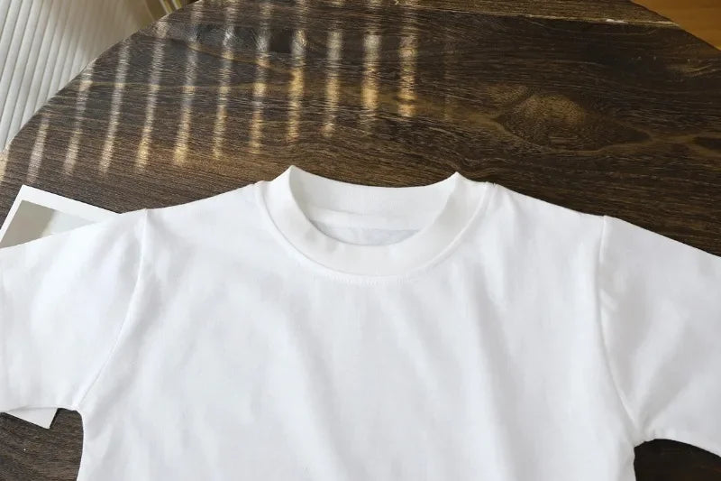 Summer Solid Children Cotton Casual Short Sleeve White Red Black T-shirts Girls Baby Clothes Kids Boys Toddler High-quality Tops