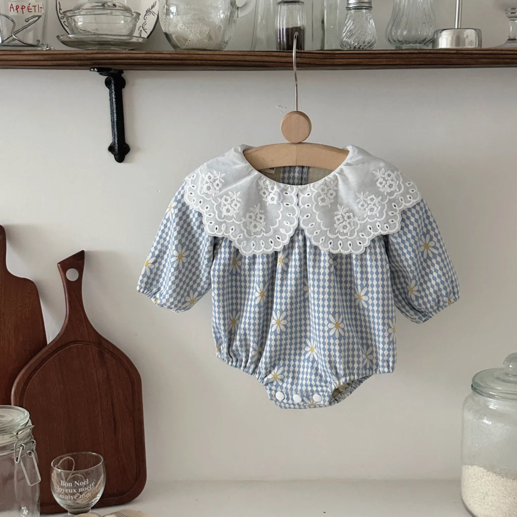 New Autumn Baby Clothing Boys Girls Cotton Long Sleeve  Daisy Printed Doll Neck Bodysuit 0-18M Newborn Casual Romper Spring