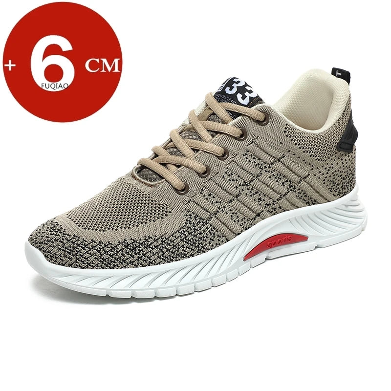 Man Sneakers Elevator Shoes Hidden Heels Breathable Heightening Shoes For Men Increase Insole 6CM Lift Sports Casual Height Shoe