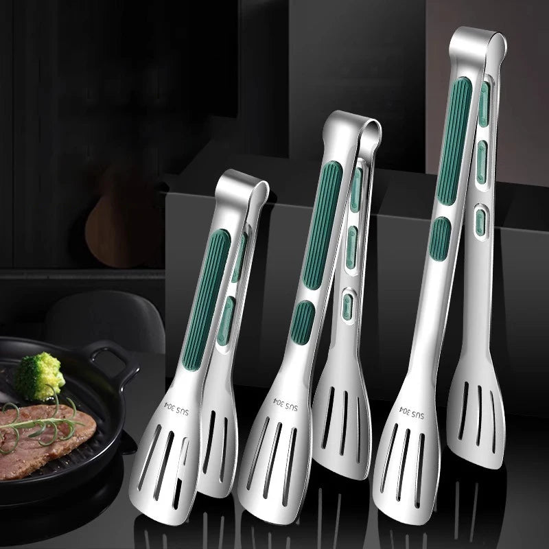 1pc Non Slip Stainless Steel Food Tongs Meat Salad Bread Clip Barbecue Grill Buffet Clamp Cooking Tools Kitchen Accessories