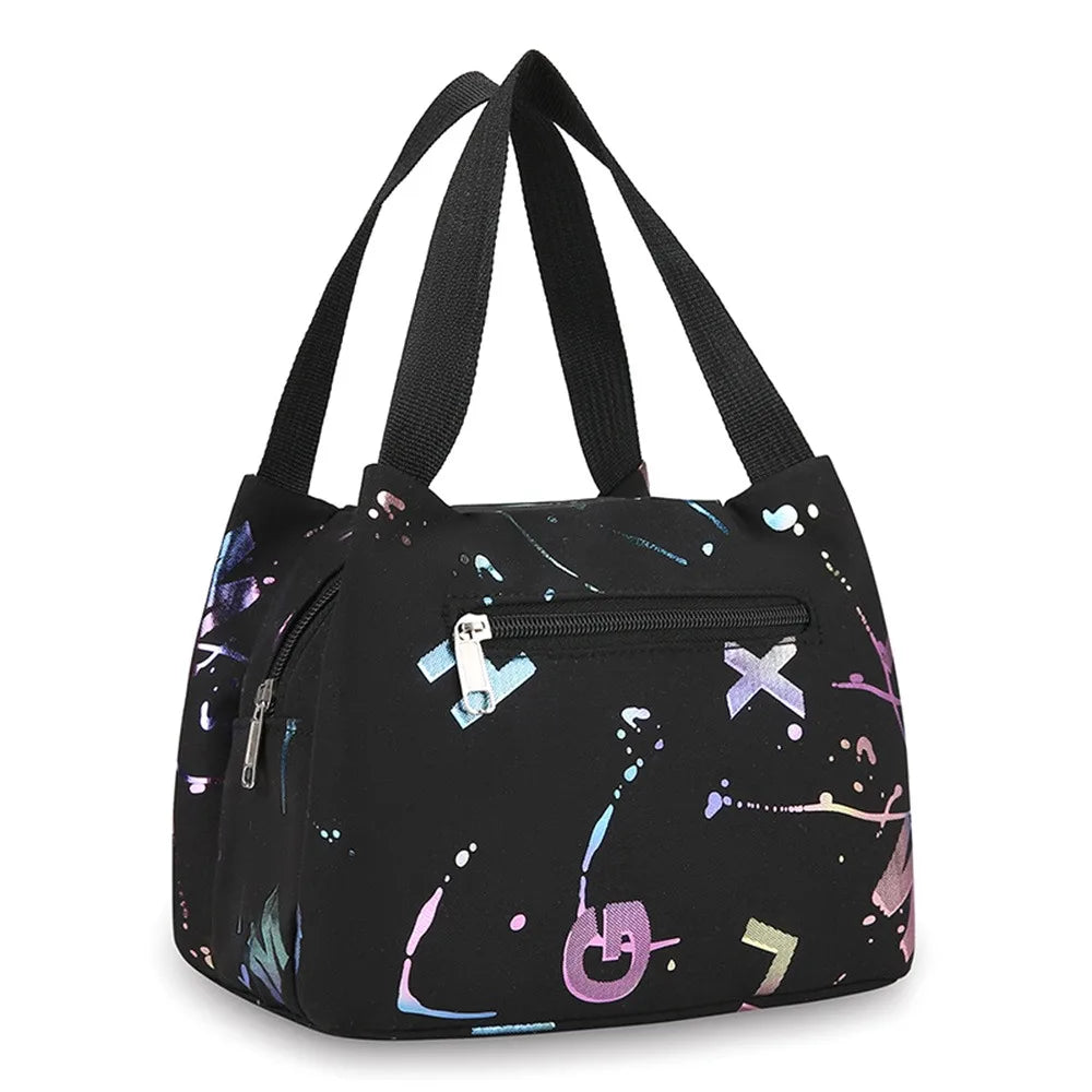 New Bronzing Printing Handbag Oxford Cloth Waterproof Tote Bags Large Capacity Lunch Bag Simple Versatile Shopping Handbag