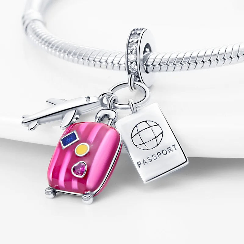 925 Sterling Silver Baocaro brand Charms Pendant with Cubic Zirconia,Fit DIY bracelet necklace Gift for Her,Colgante Plata