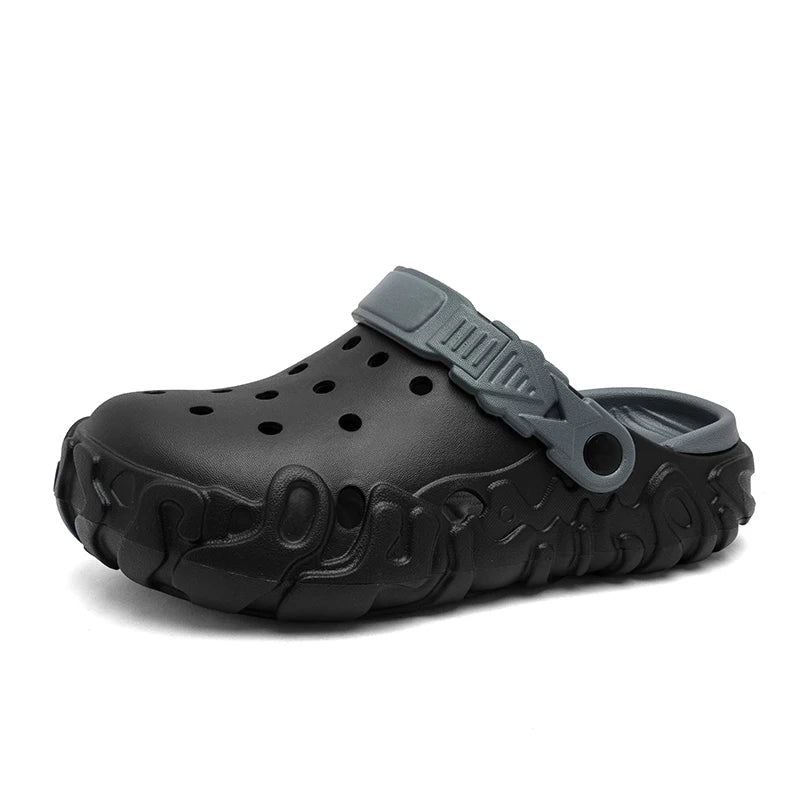 Hollow-Out Shoes for Men, Summer Outdoor Wear, Non-Slip, Wear-Resistant, Closed-Toe Sandals, Men's Beach Casual Sports Soft-Soled Slippers