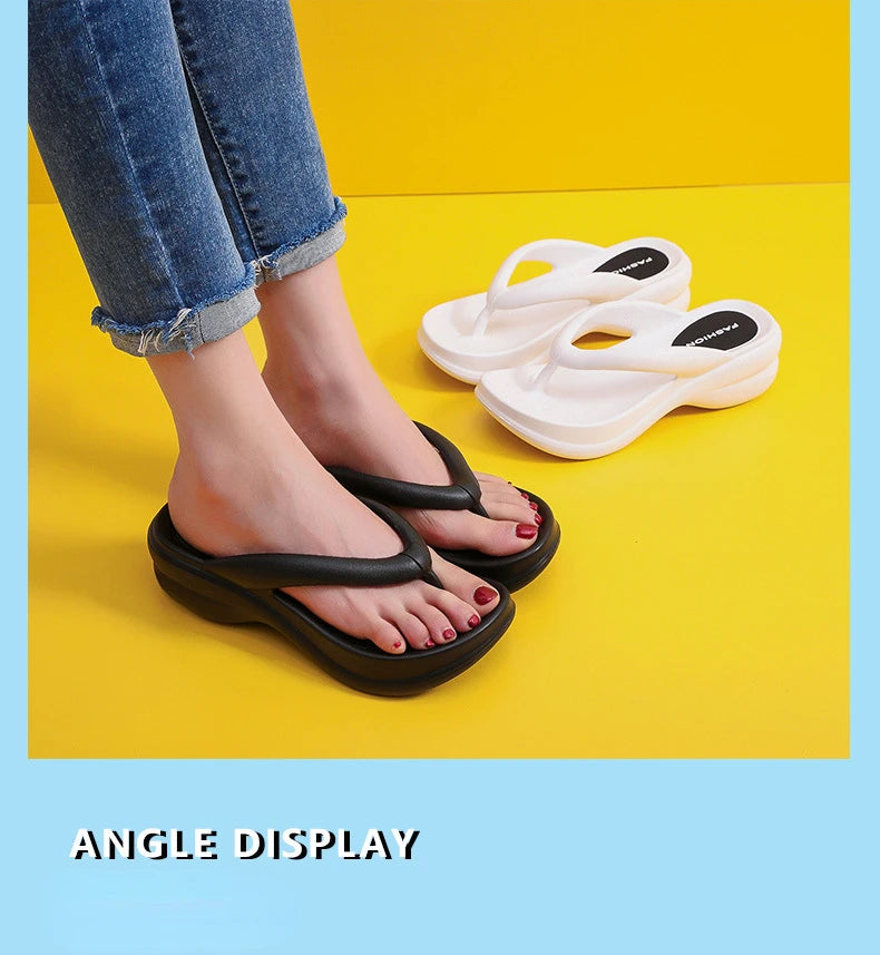 Woman House Heel Slipper Wedges Cloud Sandals Summer Soft Flip Flops Beach Slides Home Garden Shoe Outdoor Ladies Female Girls
