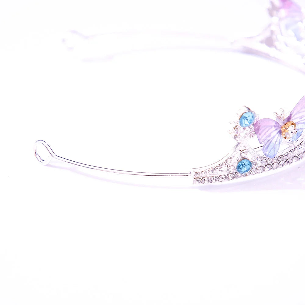 KMVEXO Süße Schmetterlingskronen Ozean-Stil Kostüm Kristall-Tiaras für Frauen Mädchen Prinzessin Geburtstagsparty Strand Haarschmuck