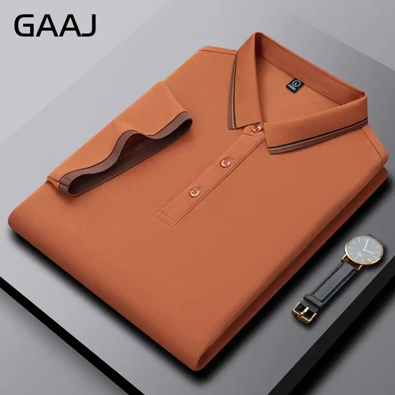 GAAJ Business Polo Shirt Men,Casual Brand Tops,Striped Collar T shirt,High Quality Cotton Tee,Social Poloshirt,Menswear Clothes
